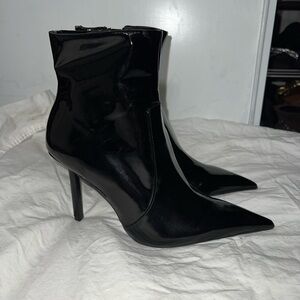 Zara Glossy Black Heeled Boots